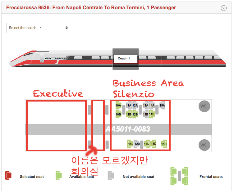 Trenitalia express seat map - coach 1